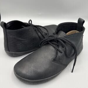 Vivobarefoot Gobi Kids EU 35 US 4 Black Leather Barefoot Dress Boot Ankle Chukka